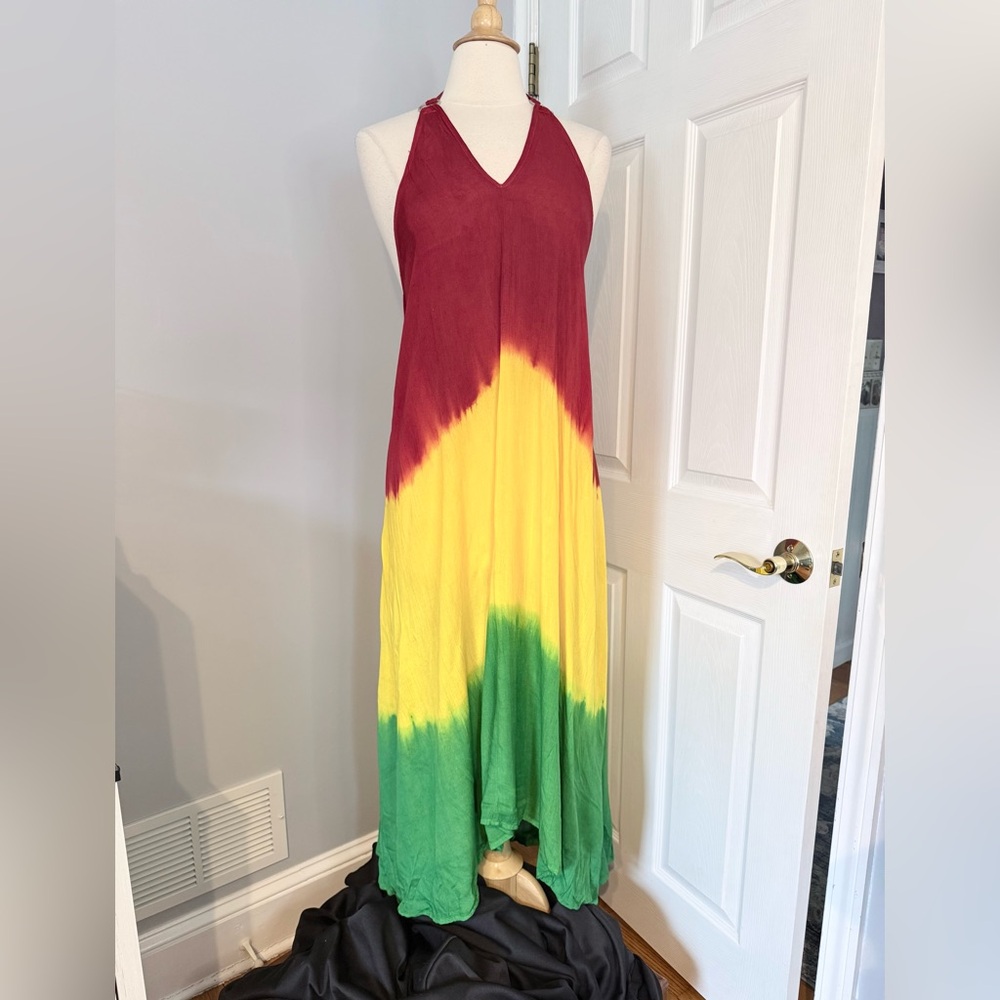Rasta Tye Dye Maxi Dress-ONE SIZE